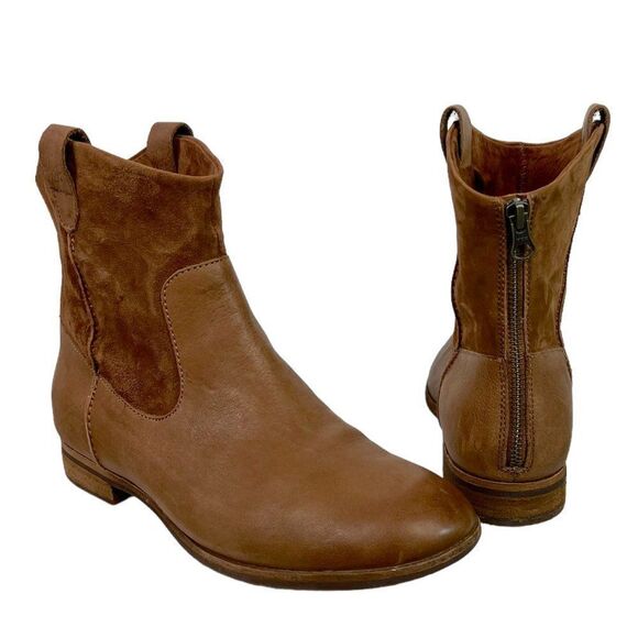 Kork-Ease The Original Ticino Brown Leather Suede Back Zip Ankle Boots Sz 9.5 M - Picture 1 of 12